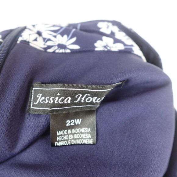 Jessica Howard Womens Plus Blue Floral Ruched Shift Dress Size 22W - Picture 10 of 11